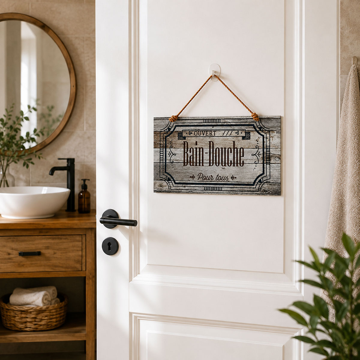 Plaque de porte Bain-Douche � suspendre 30 x 15 cm