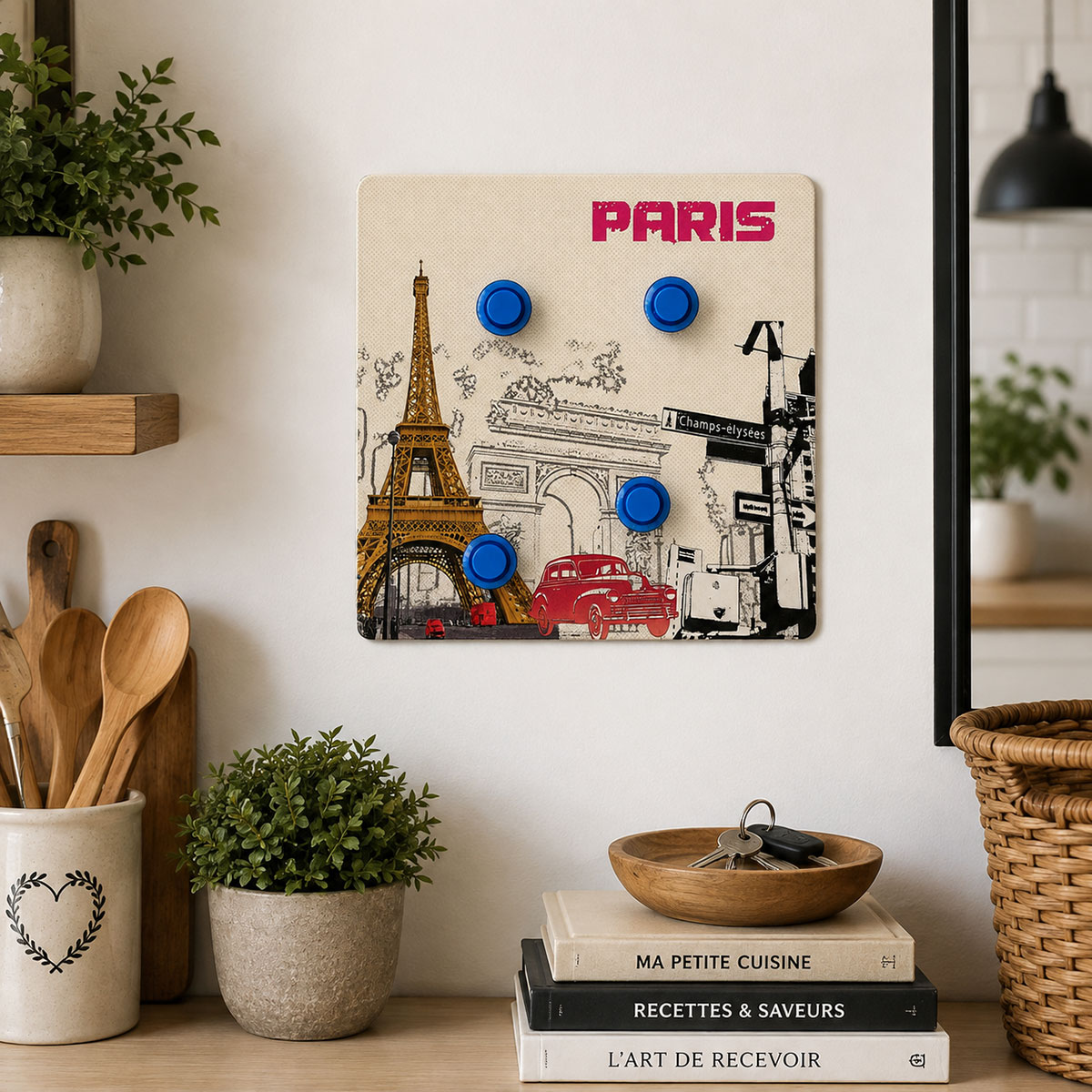 Cadre m�mo magn�tique Paris 25 x 25 cm avec 4 magnets