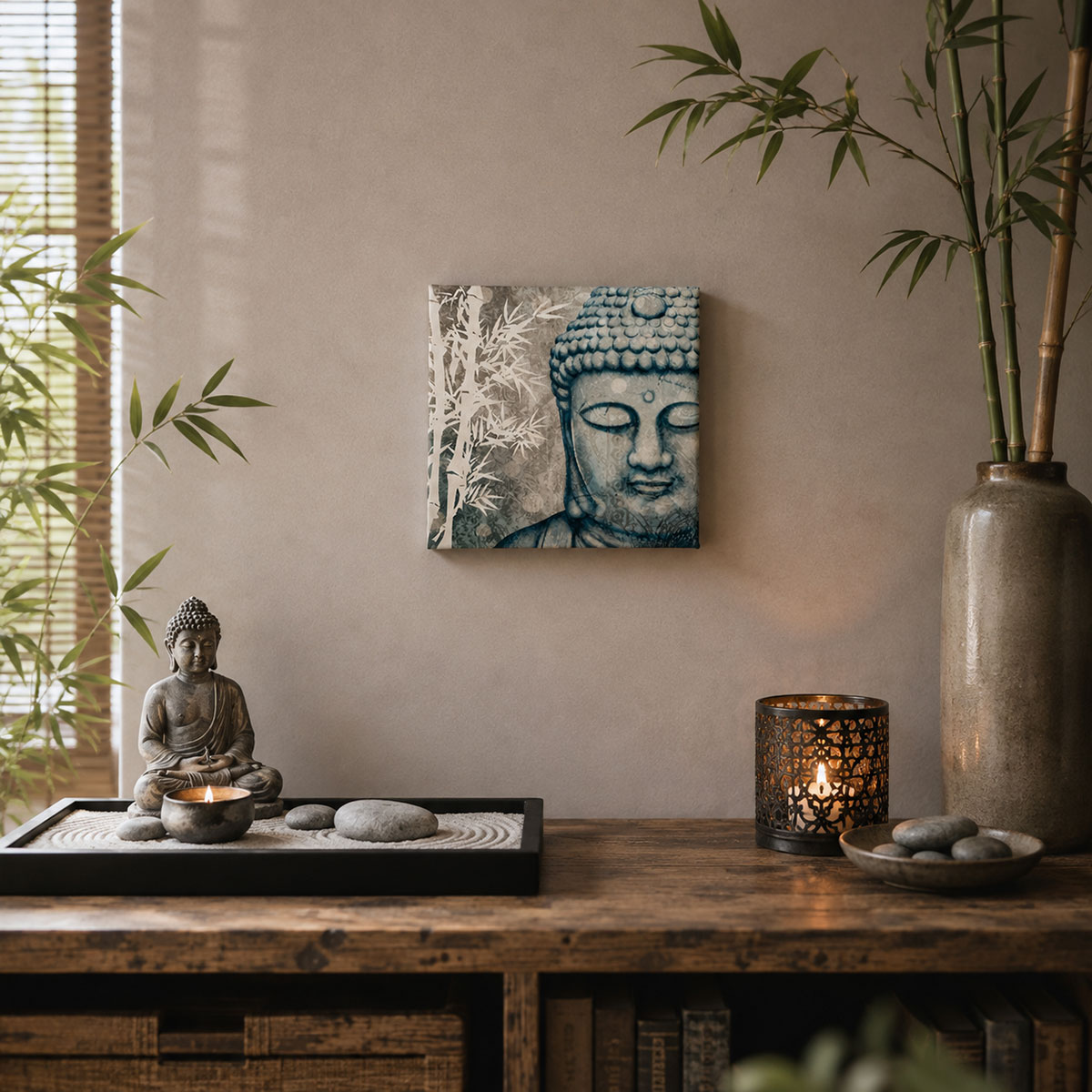 Petit cadre en toile Bouddha zen 20 x 20 cm