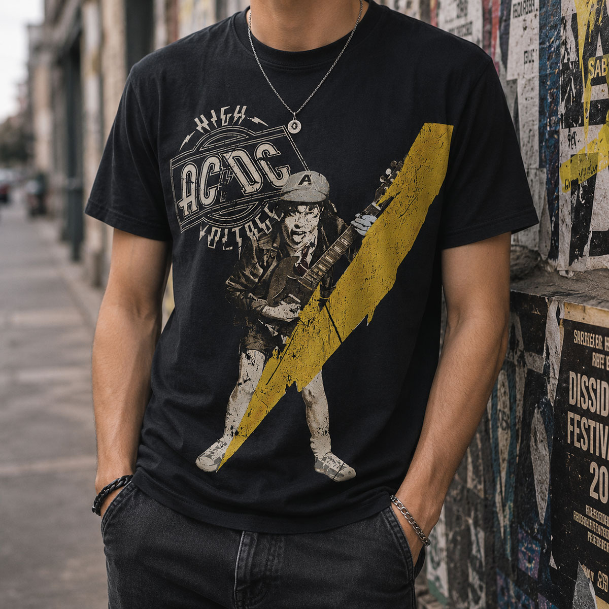 Tee-shirt homme noir AC-DC Angus young taille S