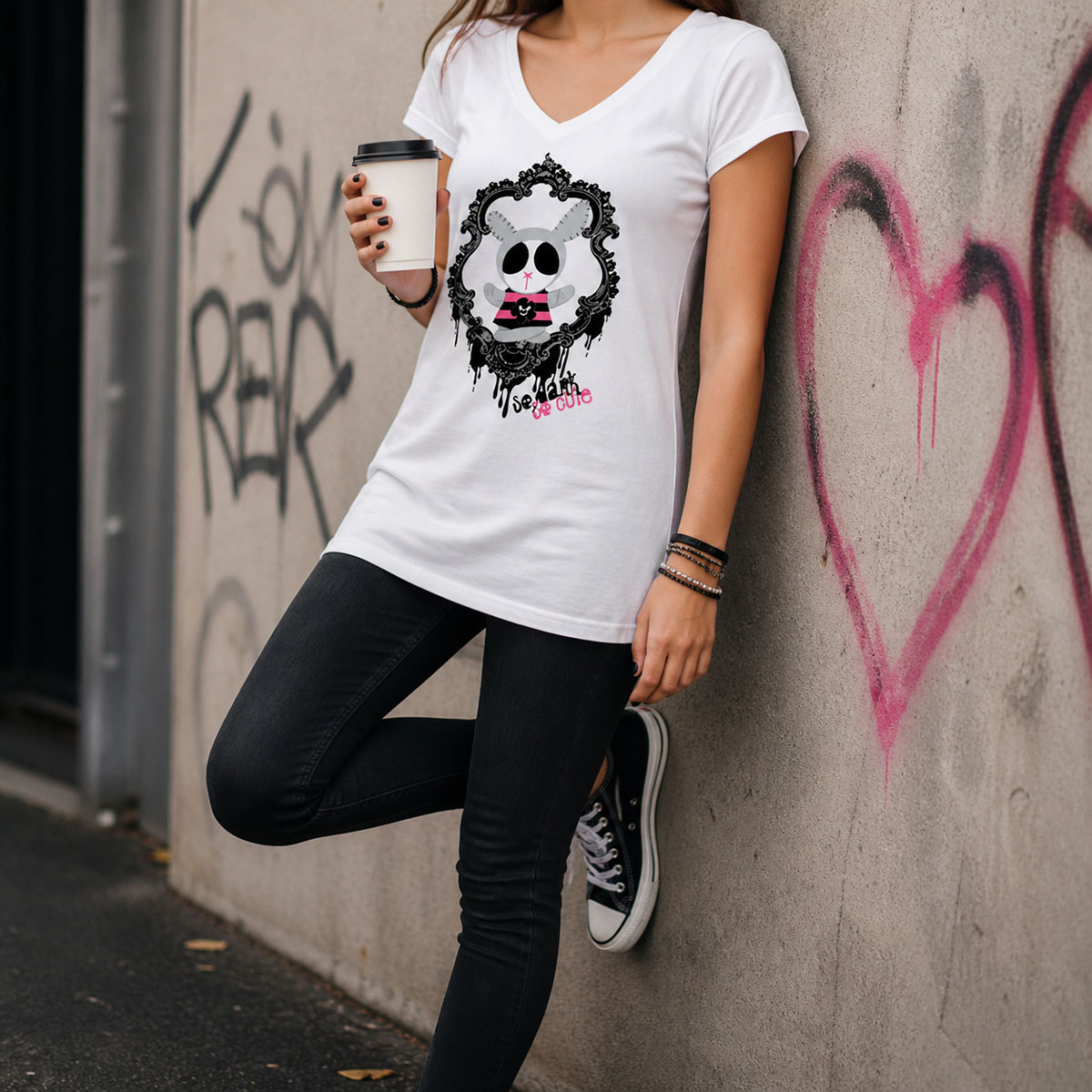 T-shirt Femme Dark Cutie Dude � Blanc - Taille L