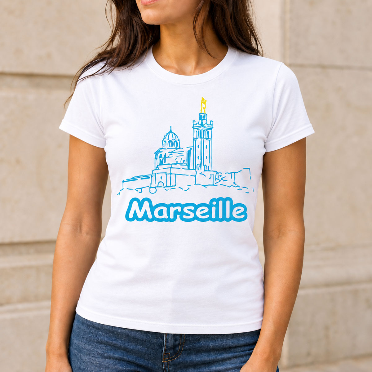 T-shirt Femme Marseille Blanc � Taille S