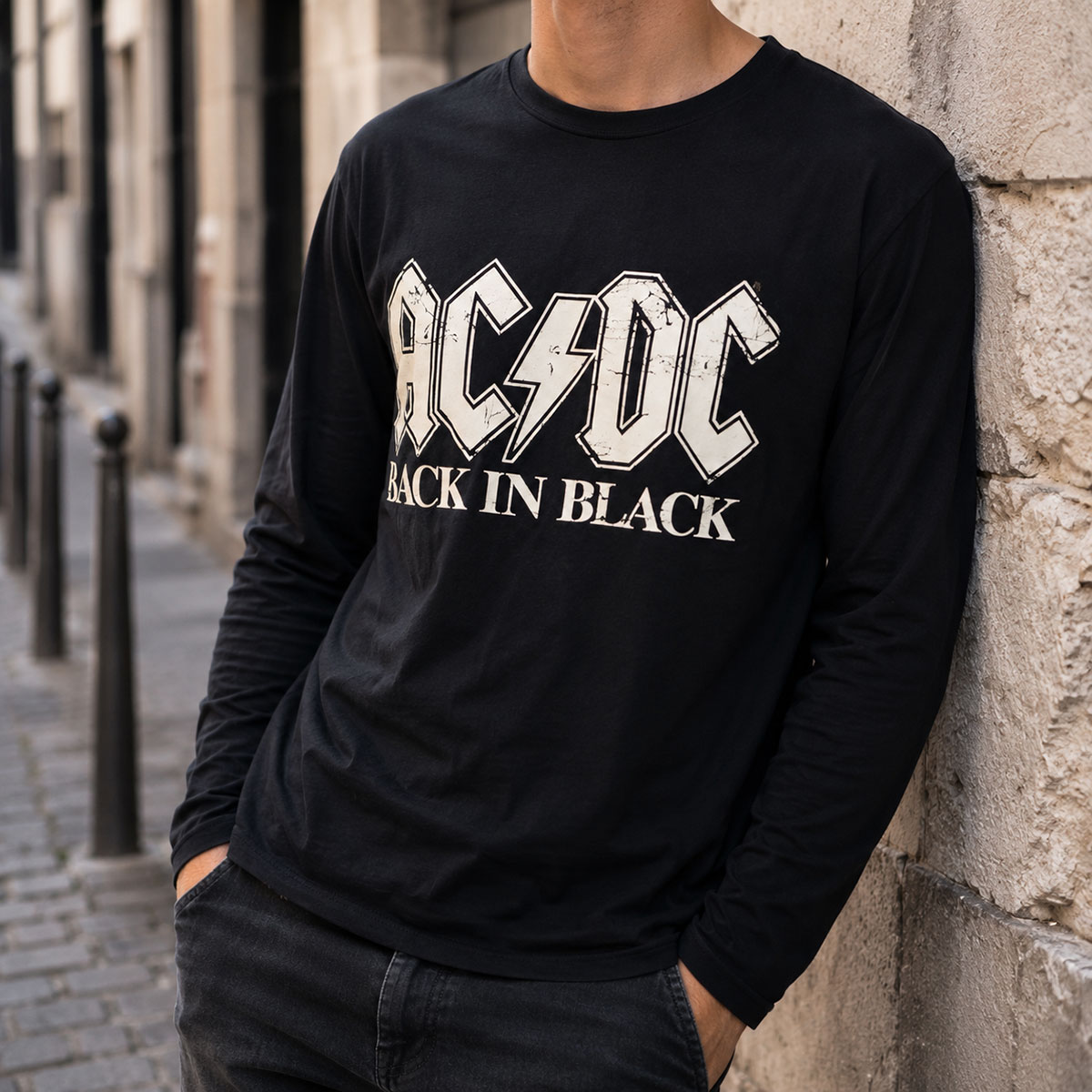 Tee-shirt Homme Manches Longues Noir AC/DC - Taille S