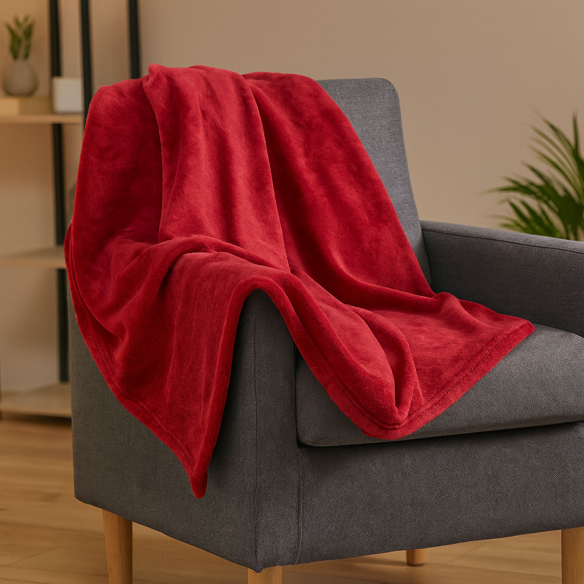 Plaid polaire doudou rouge 130 x 160 cm