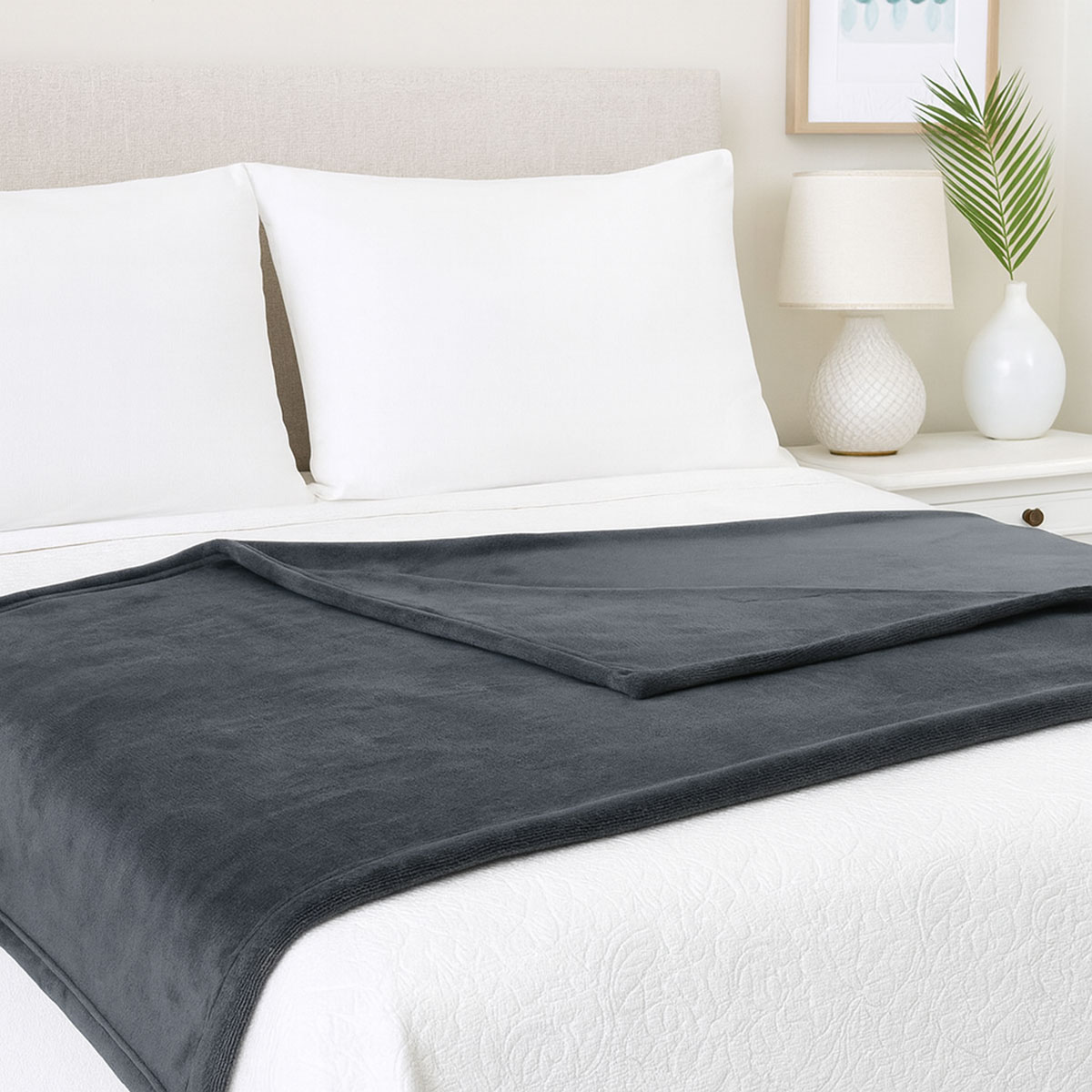 Plaid polaire doudou anthracite 130 x 160 cm