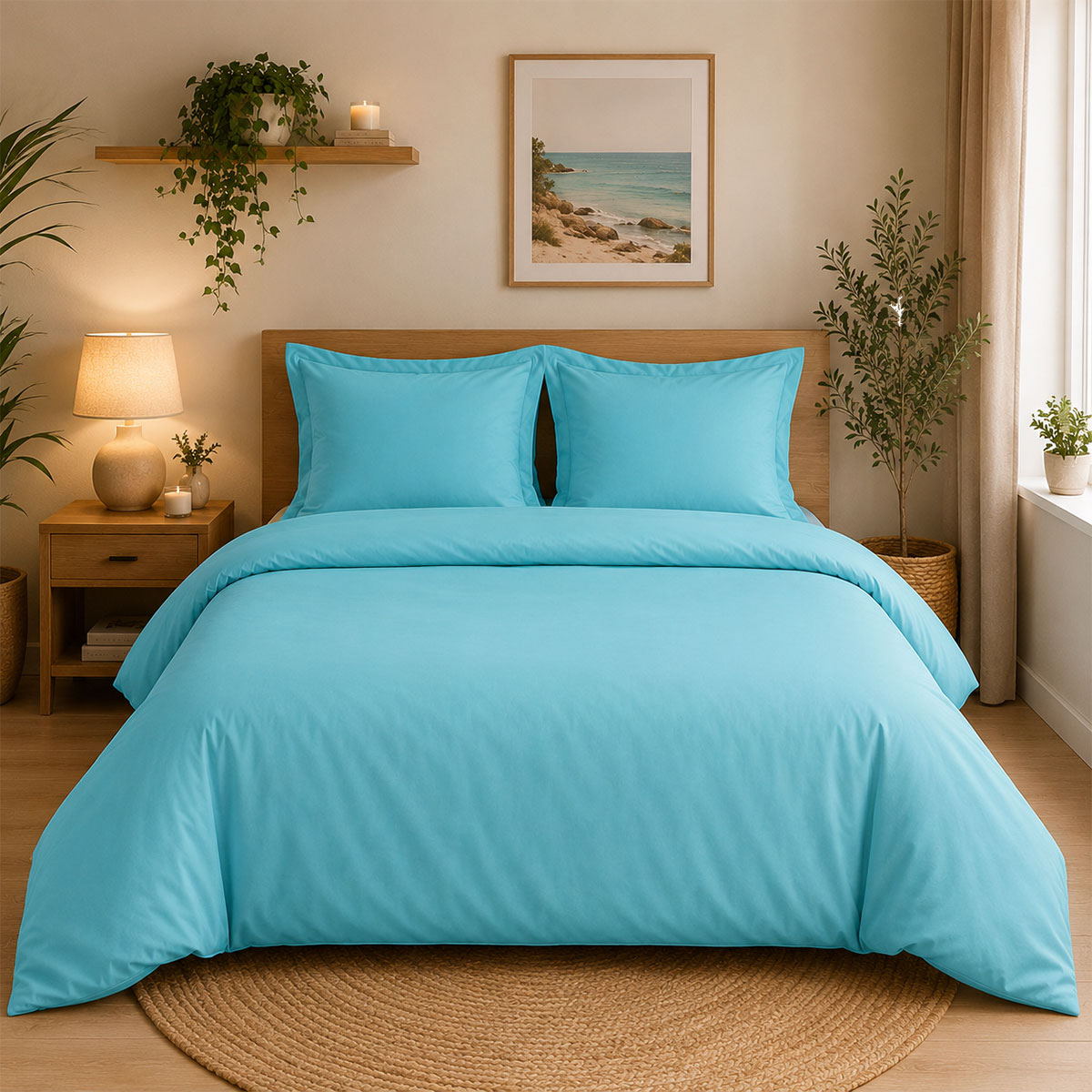Housse de Couette 80 fils Coton percale 200 x 200 cm - Lagon