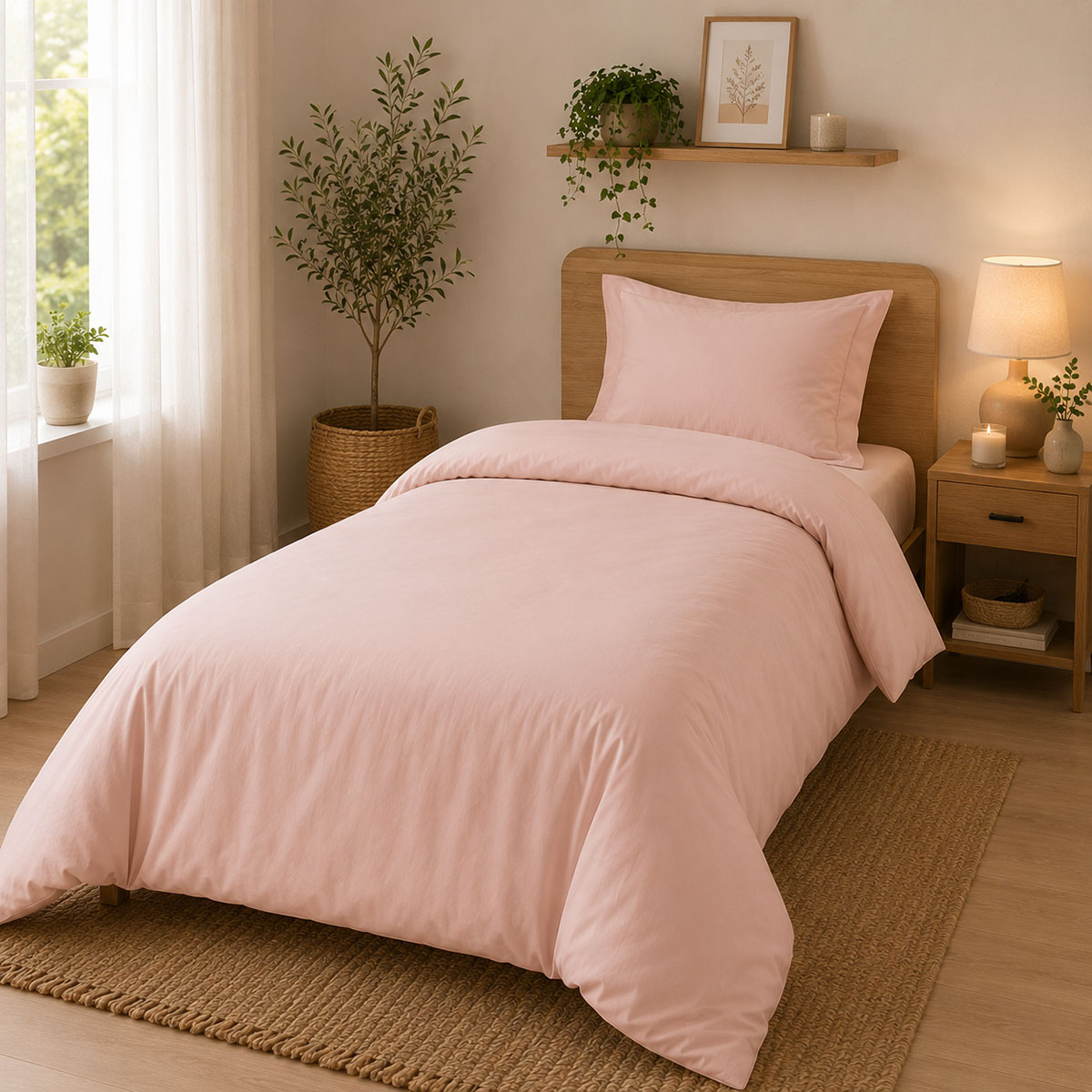 Housse de Couette 80 fils Coton percale 140 x 200 cm - Blush