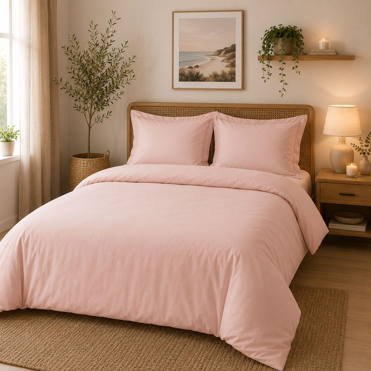 Housse de Couette 80 fils Coton percale 260 x 240 cm - Blush