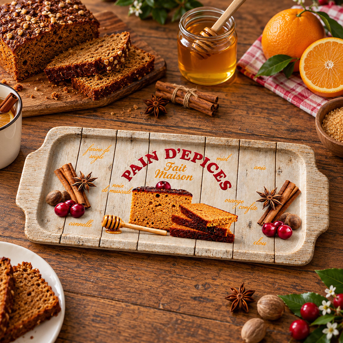 Plat � cake Pain d��pices en c�ramique 33 x 15 cm