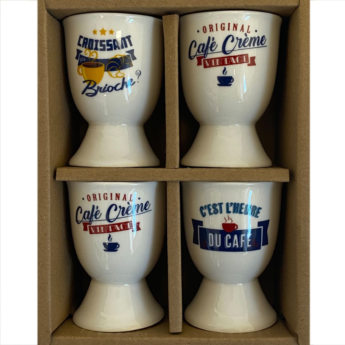 4 Coquetiers en coffret cadeau - Collection Rtro caf