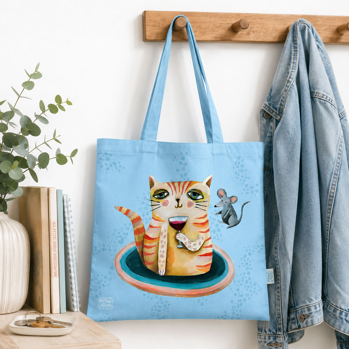 Sac cabas coton Allen Design - Le Chat - Crasy Cat