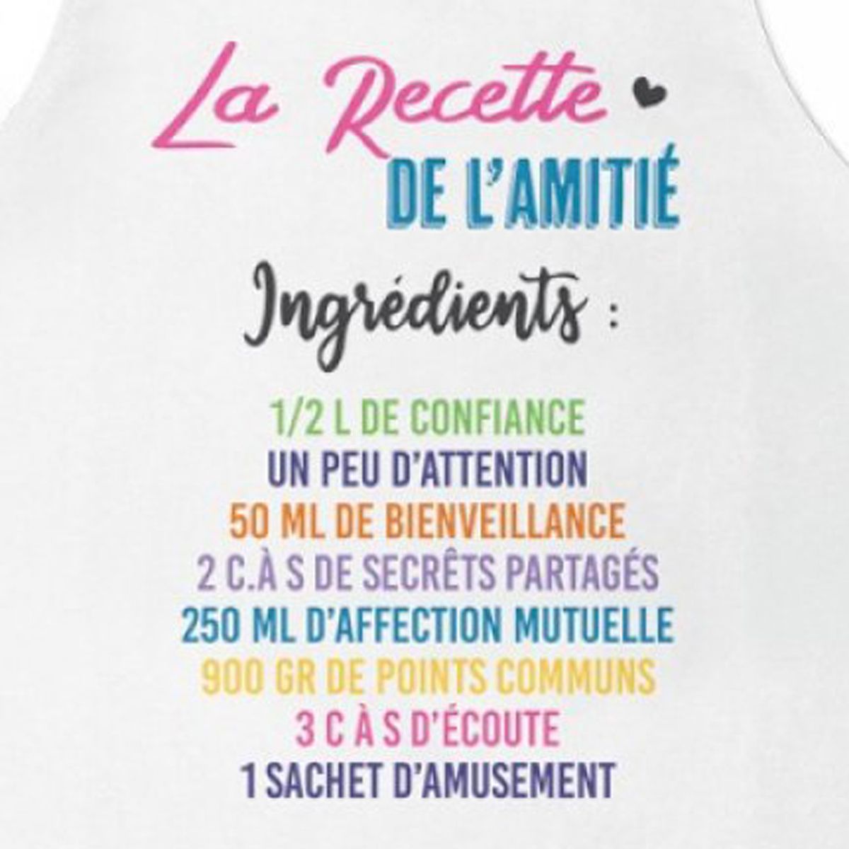 Tablier adulte en coton - La recette de l'amiti