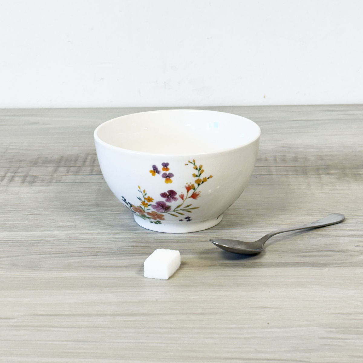Bol en grs blanc 480 ml - motif floral collection cllia