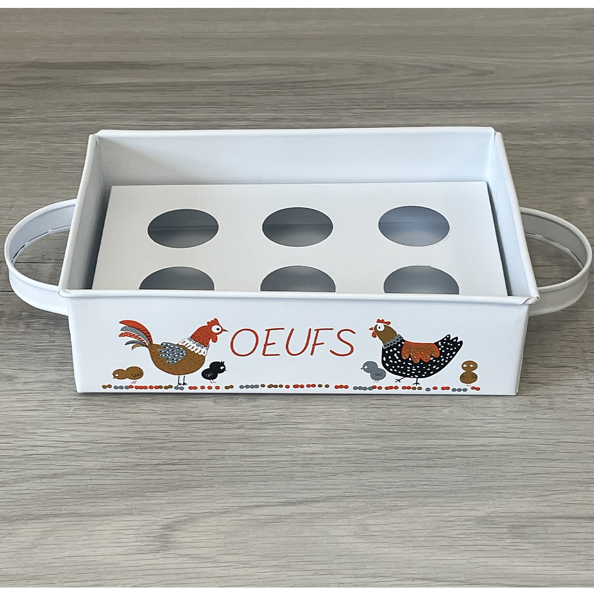 Plateau  ufs en mtal blanc - Collection Gertrude