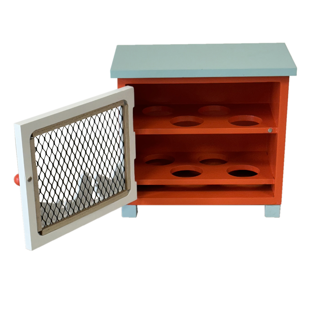 Cave � �ufs en bois orange et bleu 8 �ufs