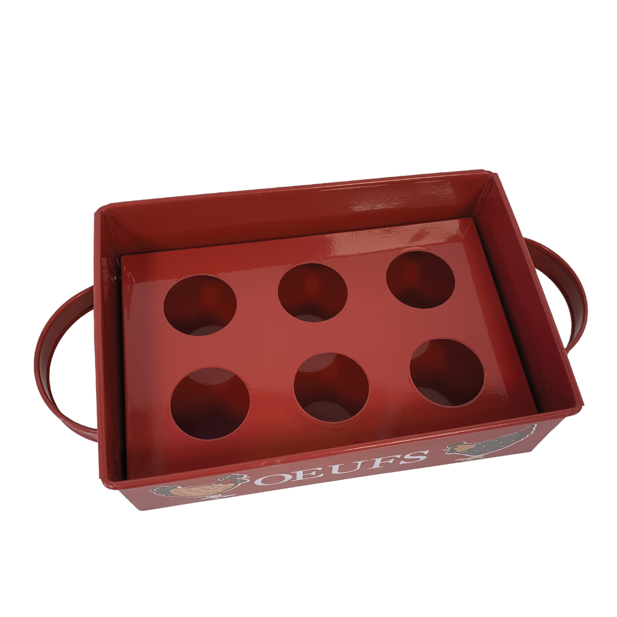 Plateau  ufs en mtal rouge