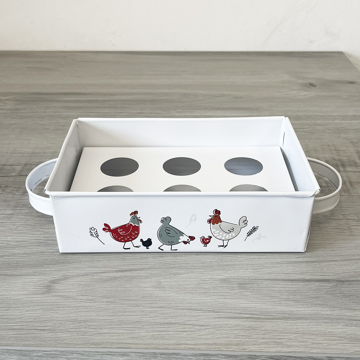 Plateau  ufs en mtal blanc - Collection Pauline
