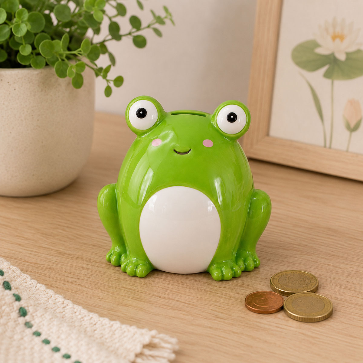 Tirelire grenouille en c�ramique avec bouchon