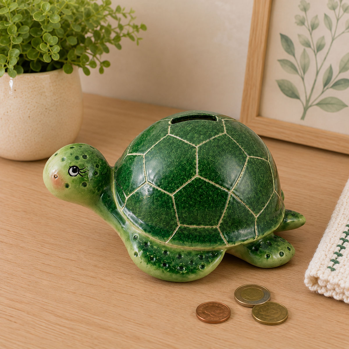 Tirelire tortue en r�sine verte