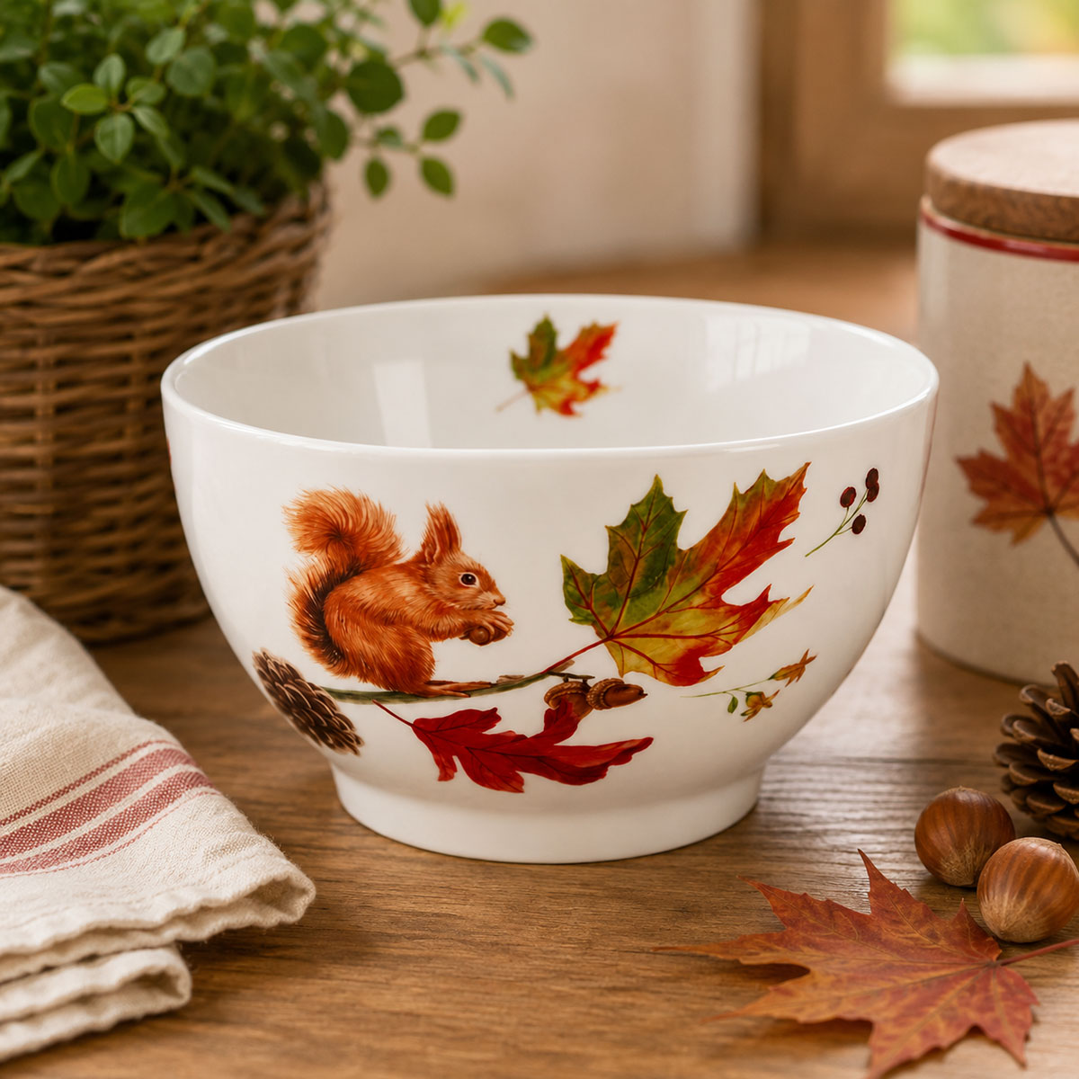 Bol en porcelaine �cureuil d�automne 480 ml