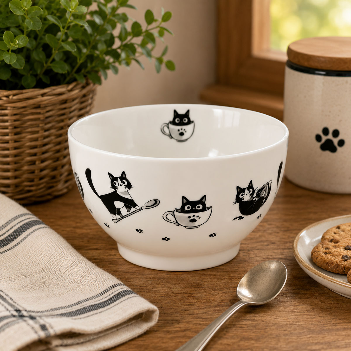 Bol en porcelaine Chats noirs 480 ml