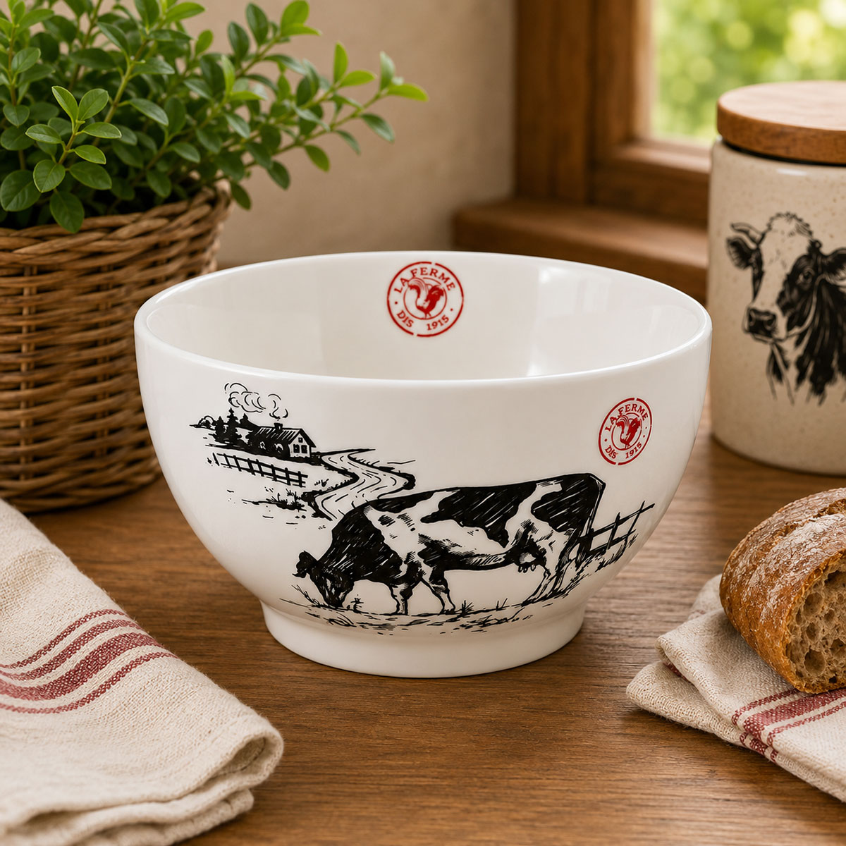 Bol en porcelaine Vache � la Ferme 480 ml