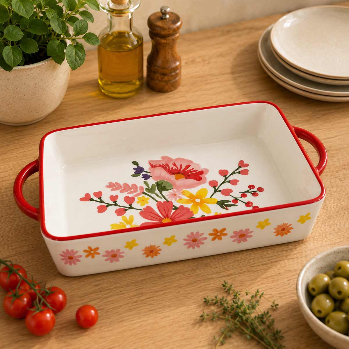 Plat � gratin champ�tre en c�ramique  32 cm