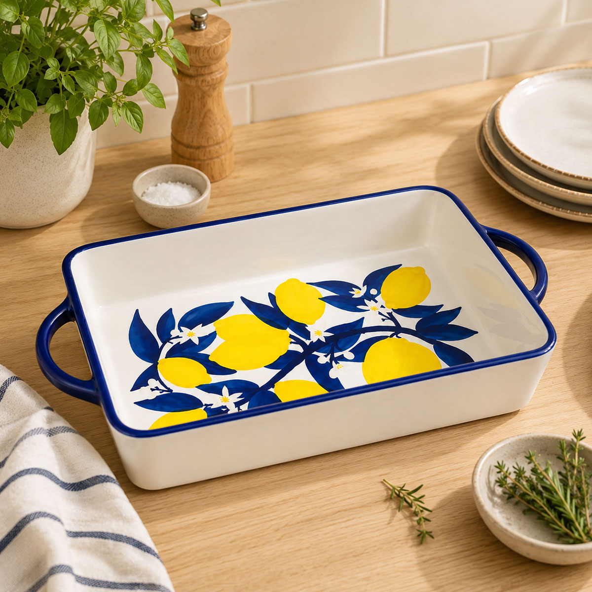 Plat � gratin rectangulaire citronnier en c�ramique 32 cm