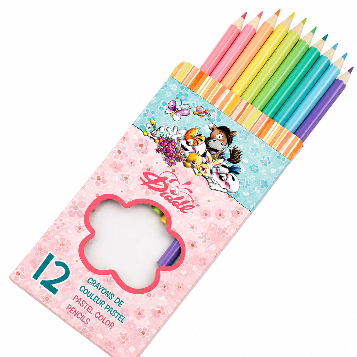 Bo�te de 12 crayons de couleur pastel Diddl