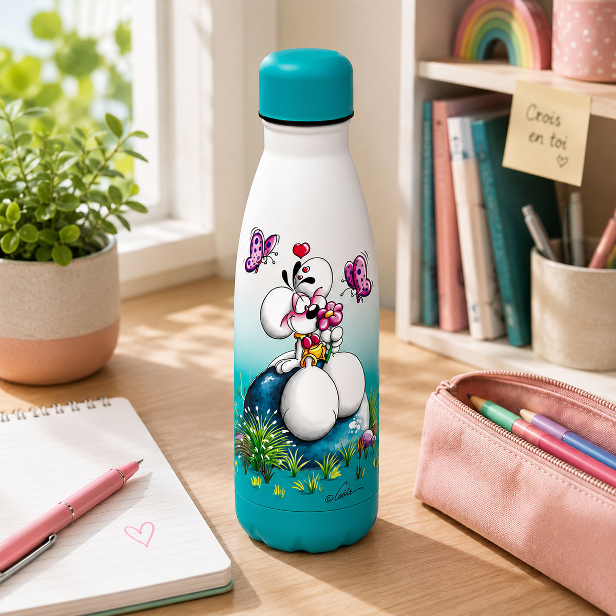 Gourde Diddl turquoise en acier inoxydable 500 ml