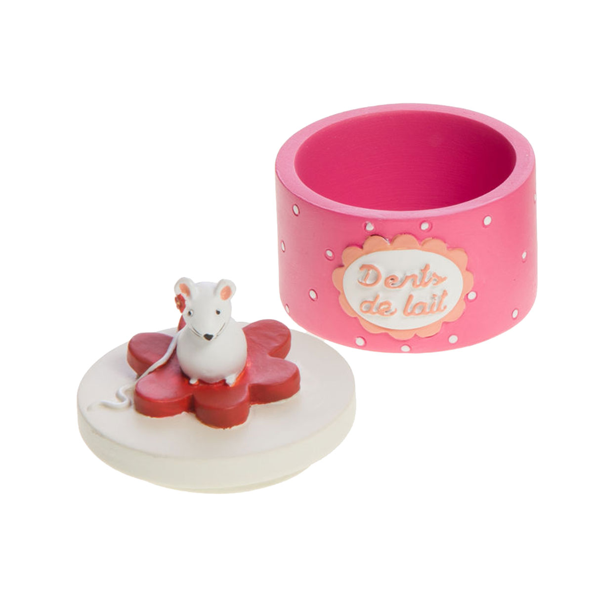 Bote  dents de lait - Modle souris sur une fleur - Rose
