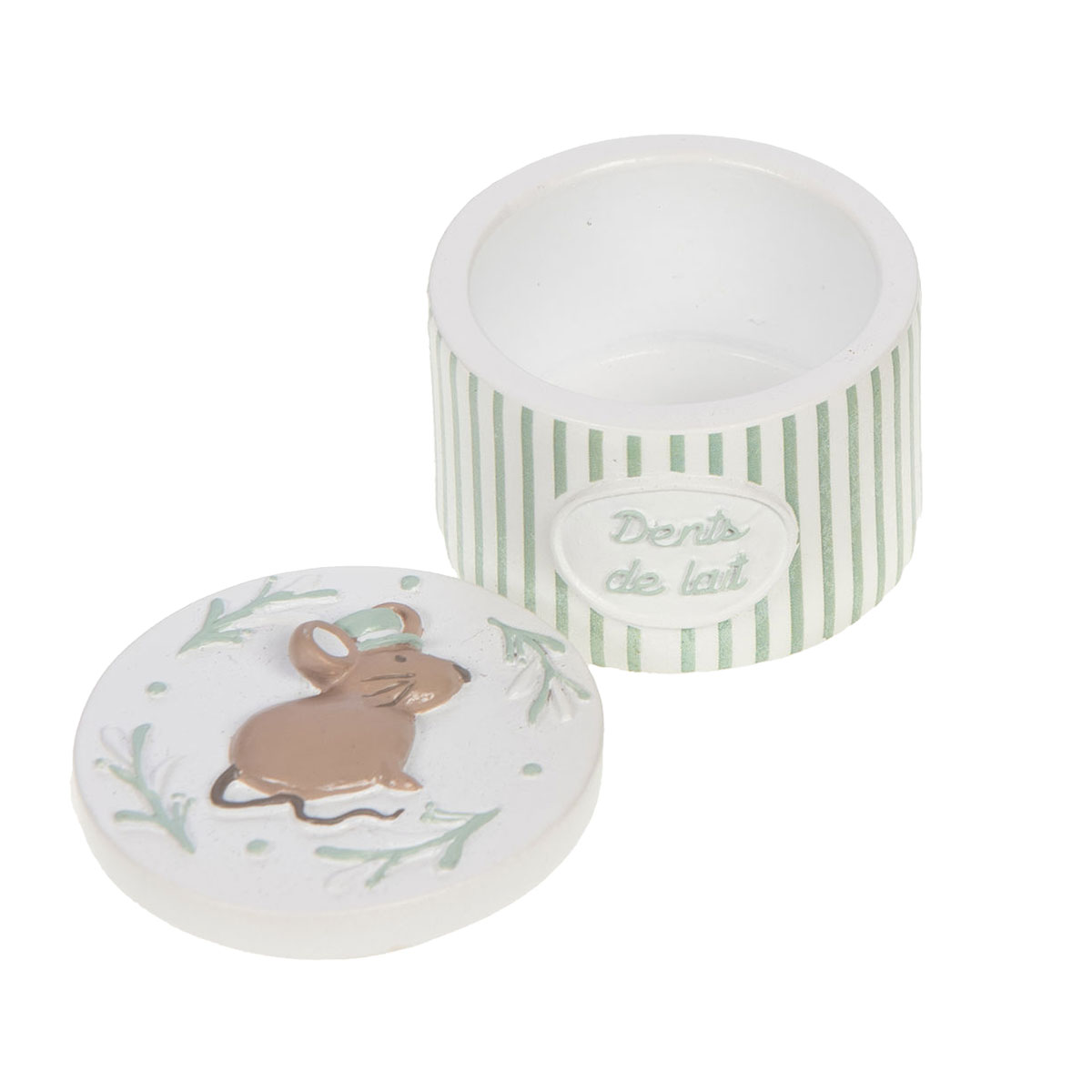 Petite bote  dents de lait - Modle souris rayures vertes