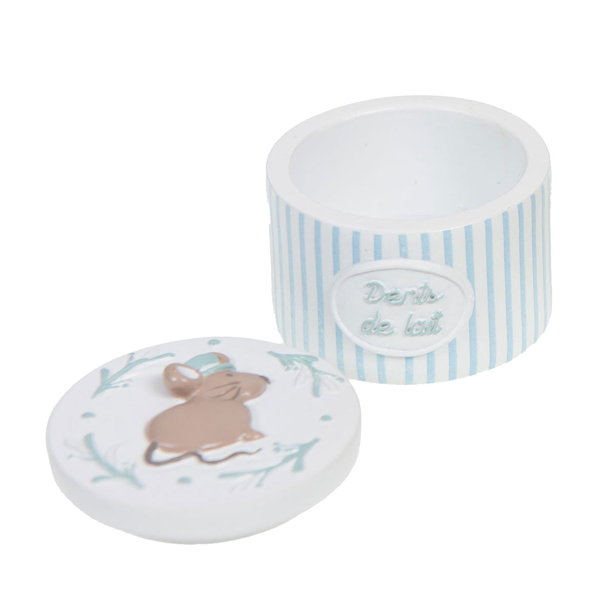 Petite bote  dents de lait - Modle souris rayures bleues