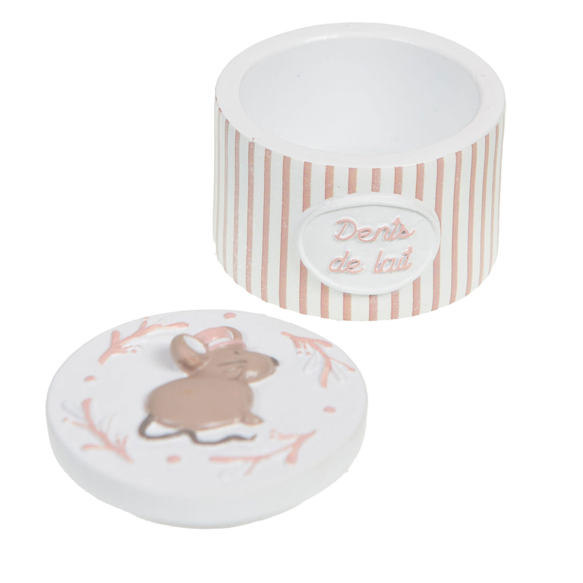 Petite bote  dents de lait - Modle souris rayures roses