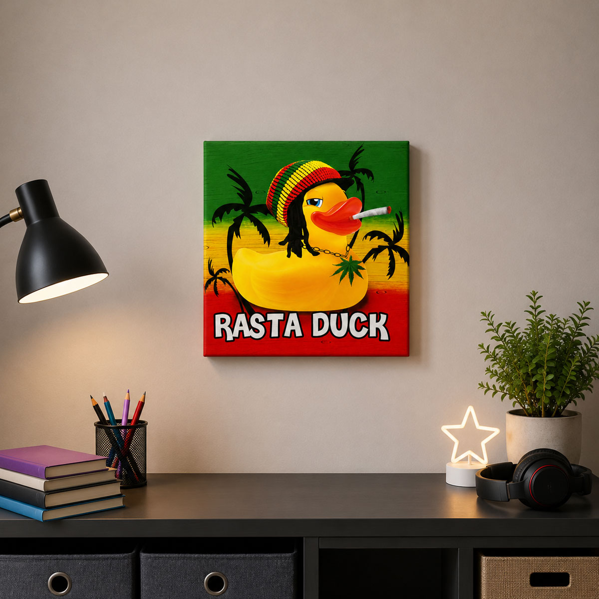 Cadre Rasta Duck en toile 40 x 40 cm