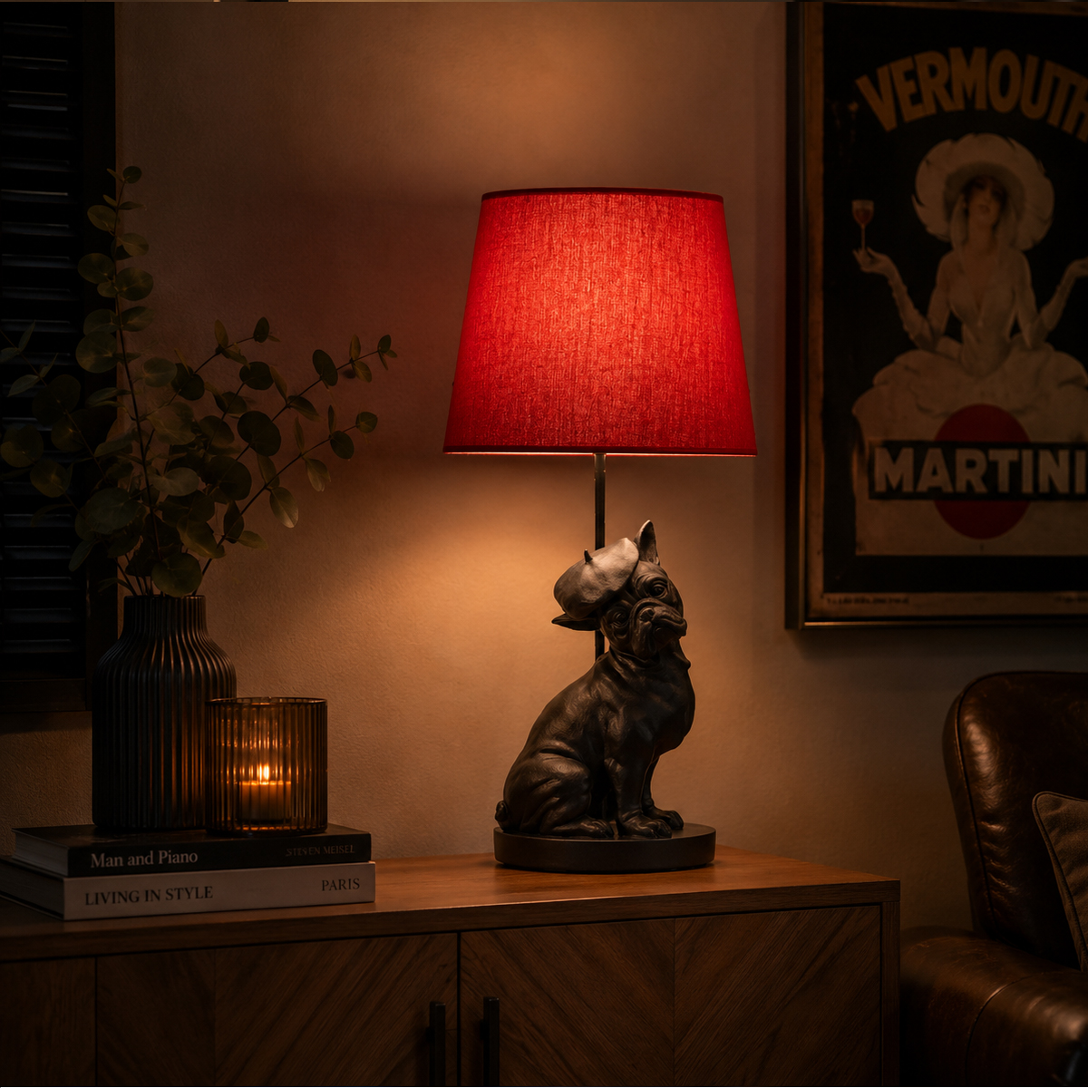 Lampe Bouledogue Paris Artiste Piment