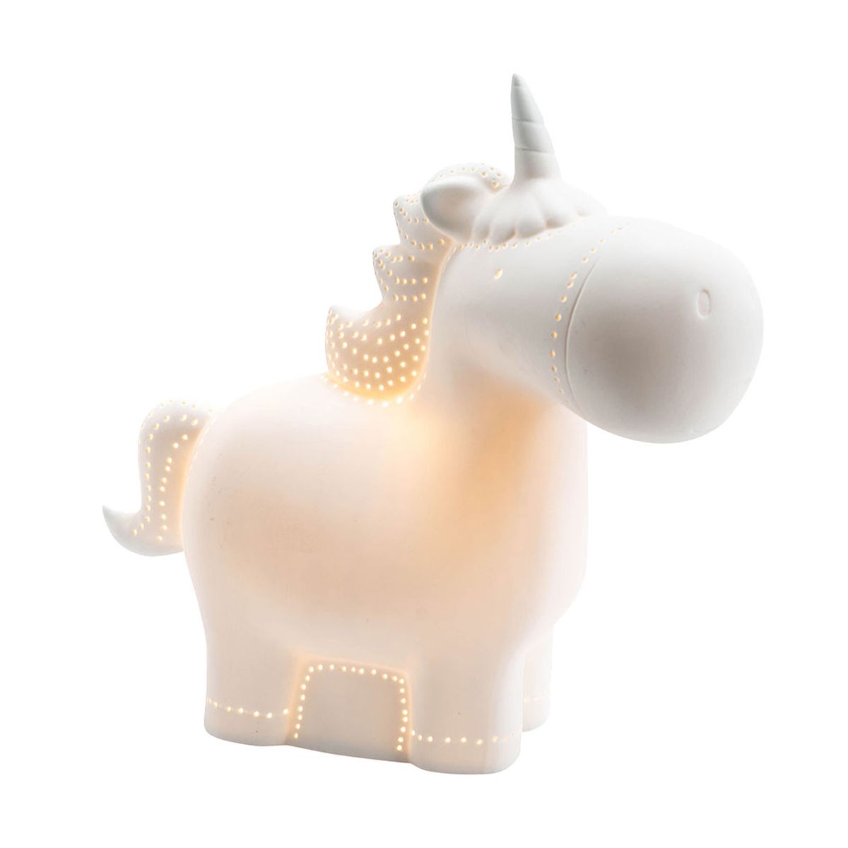 Lampe Licorne en porcelaine 26 cm