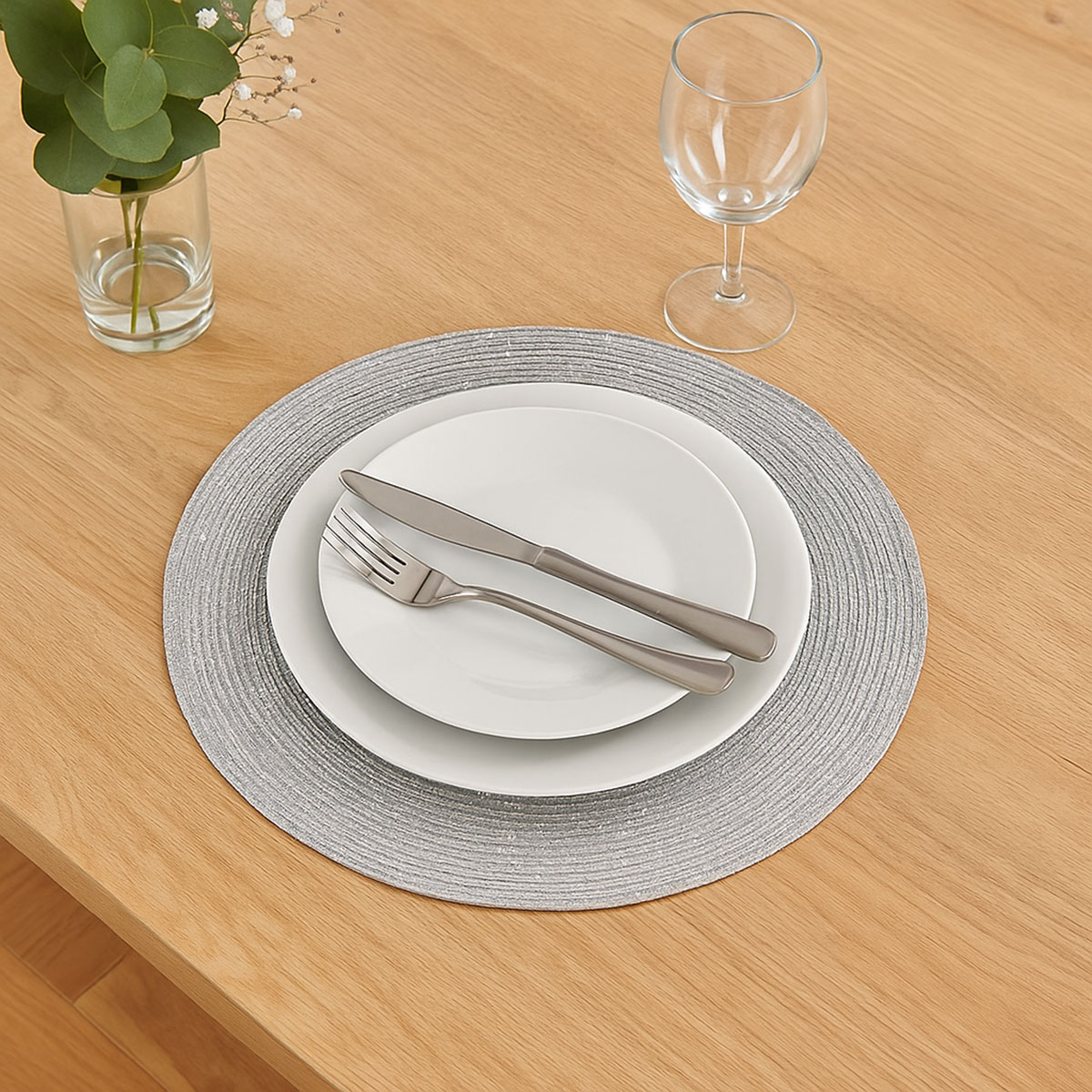 Set de table rond  paillettes Argent  38 cm