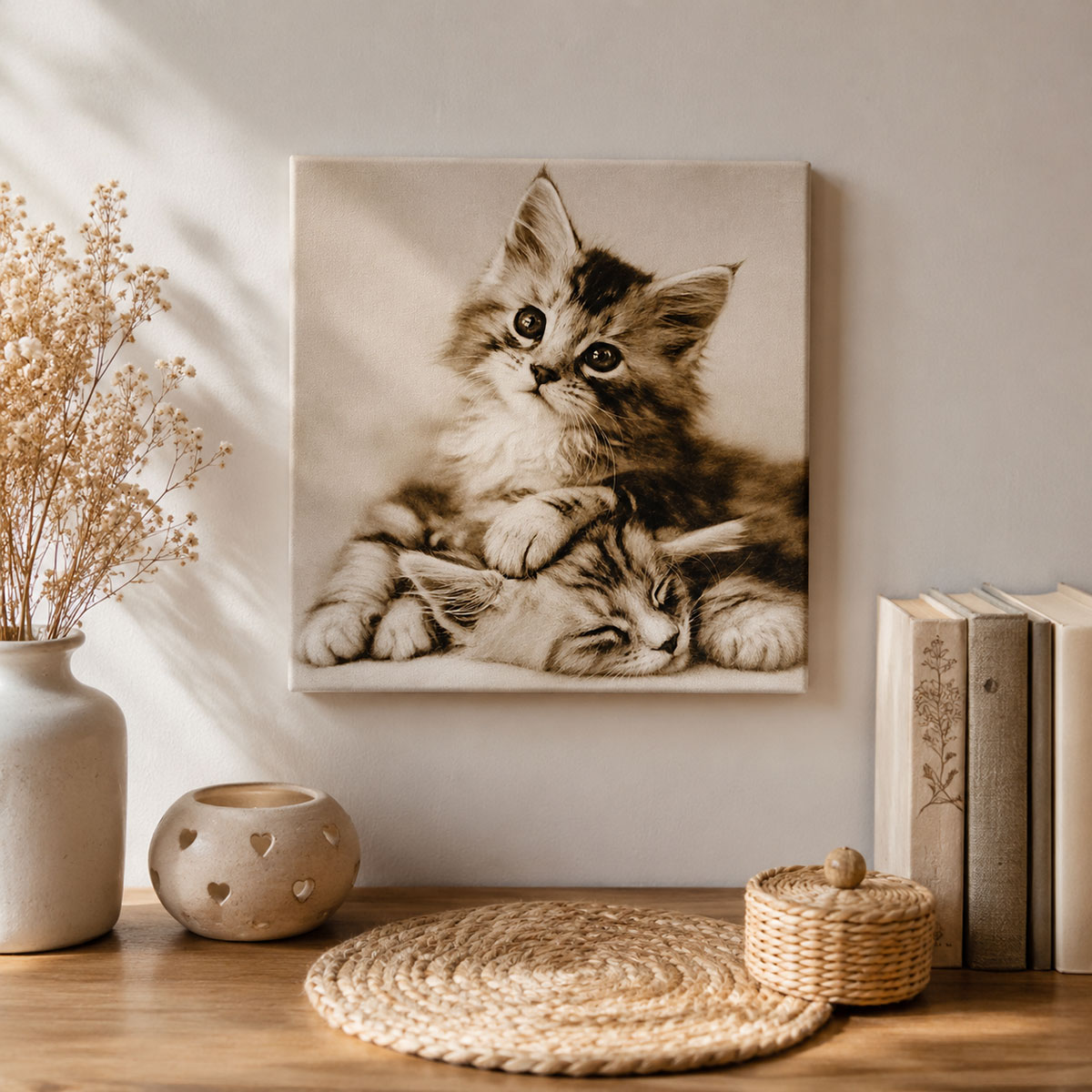 Cadre chaton en toile imprim�e 28 x 28 cm