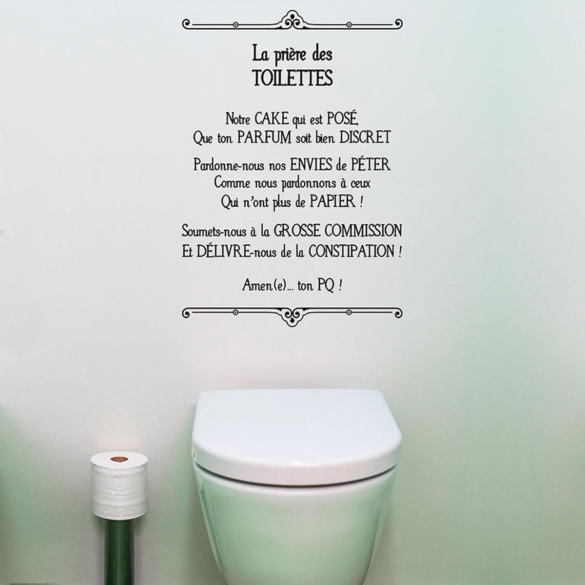 Déco humour : Sticker mural La prière des toilettes - 8,90 €