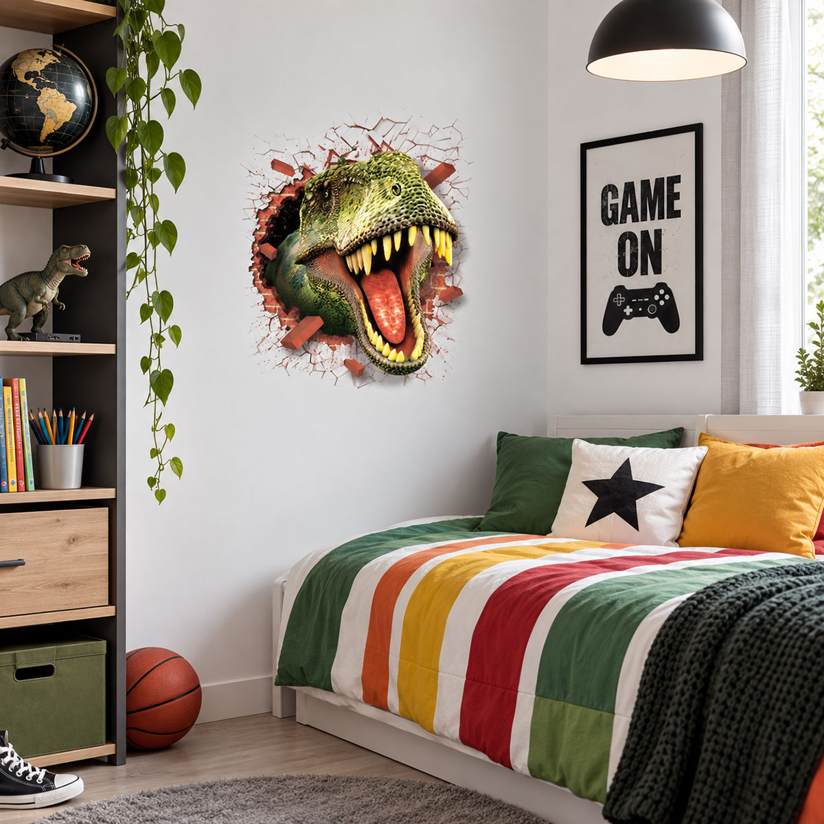 Sticker mural T-Rex trompe-l��il dinosaure 50 x 70 cm