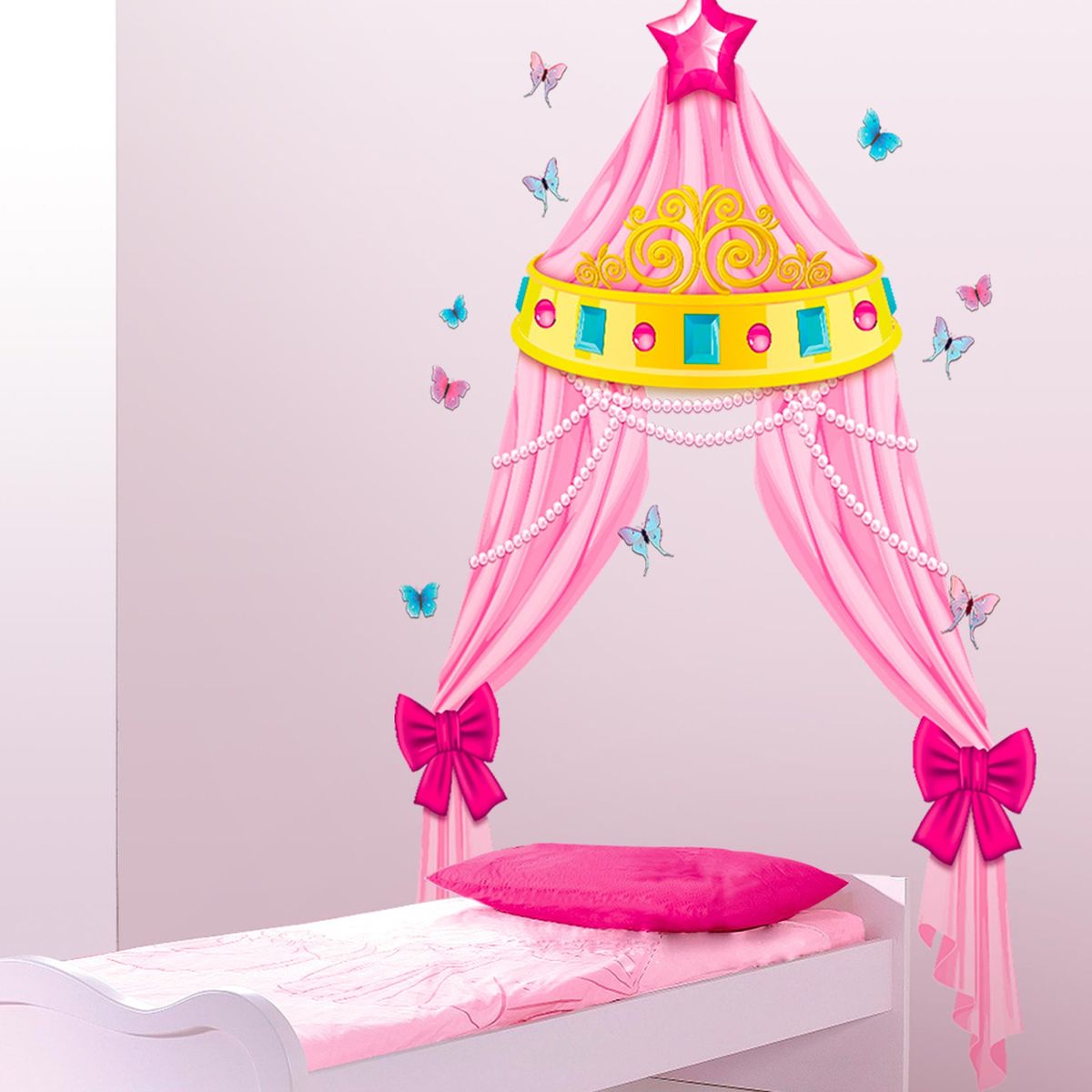 Sticker mural Trompe l'oeil Lit  Baldaquin 113 x 155 cm