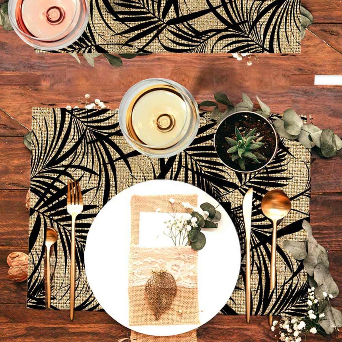 Set de table en toile de jute - Corsica Feuillage