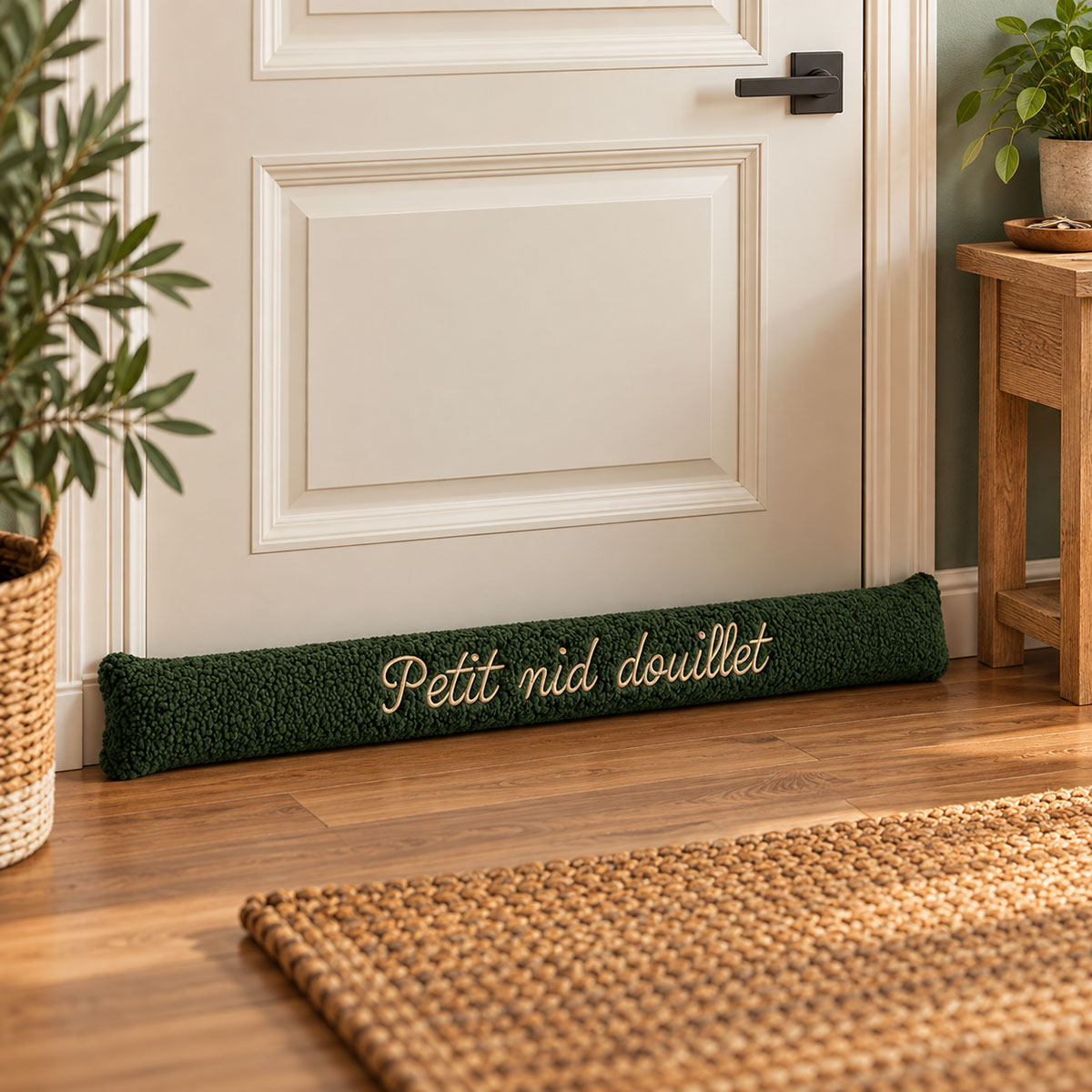 Coussin de porte Petit nid douillet vert 77 cm