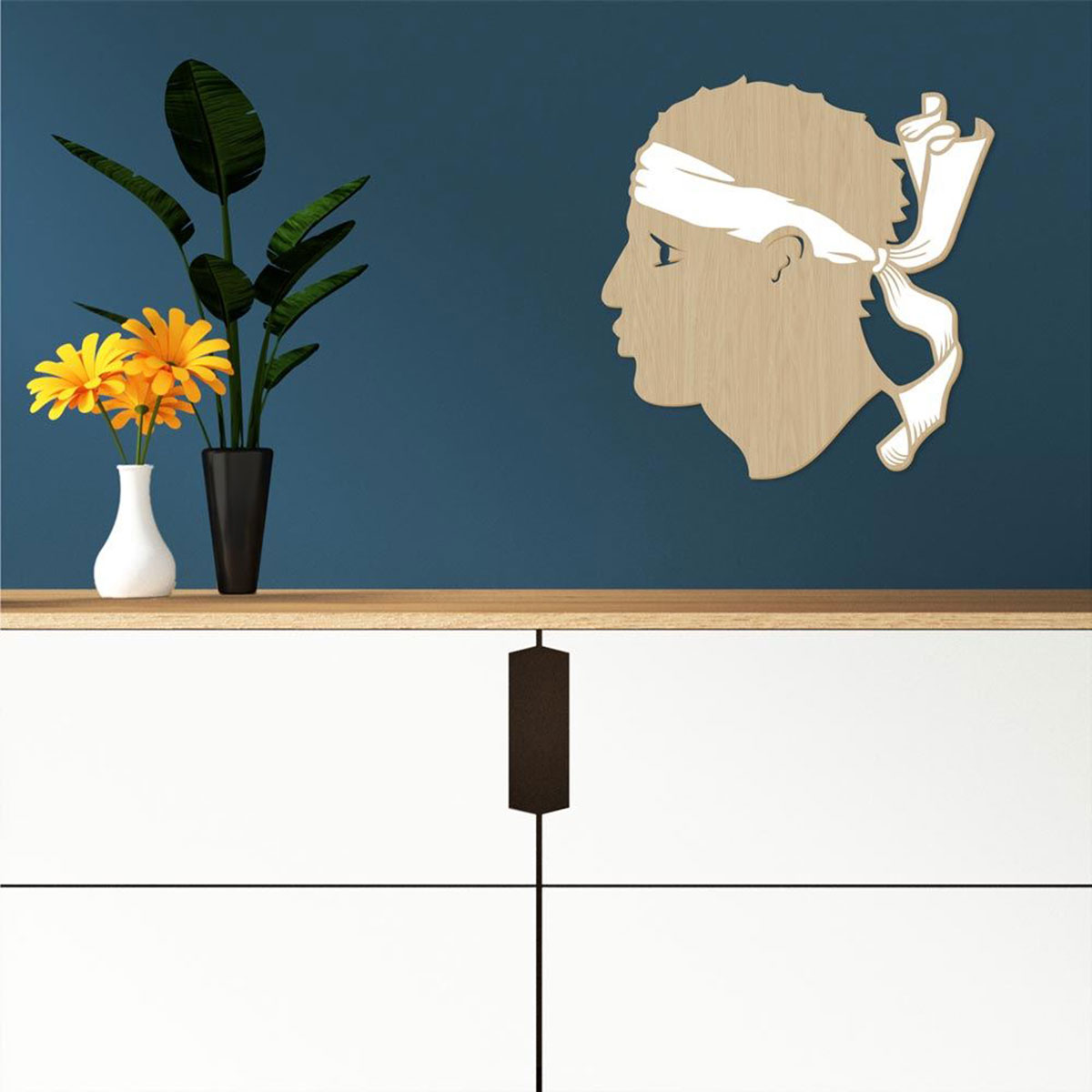 D�coration murale en bois Corse t�te de maure