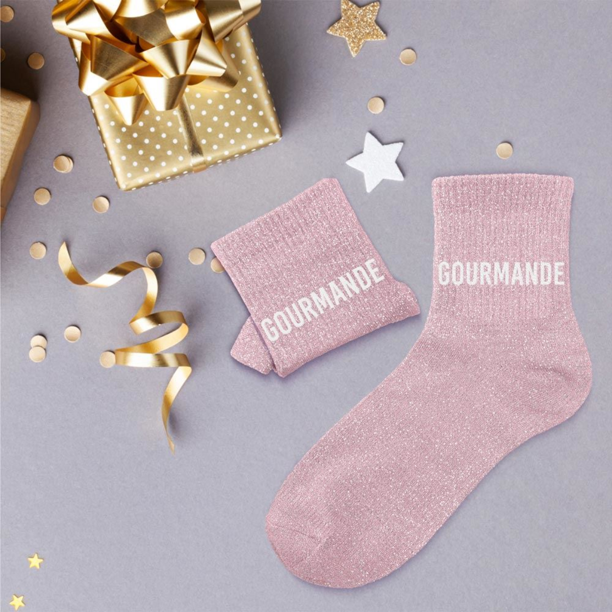 Paire de Chaussettes Pailletes Rose Clair Gourmande