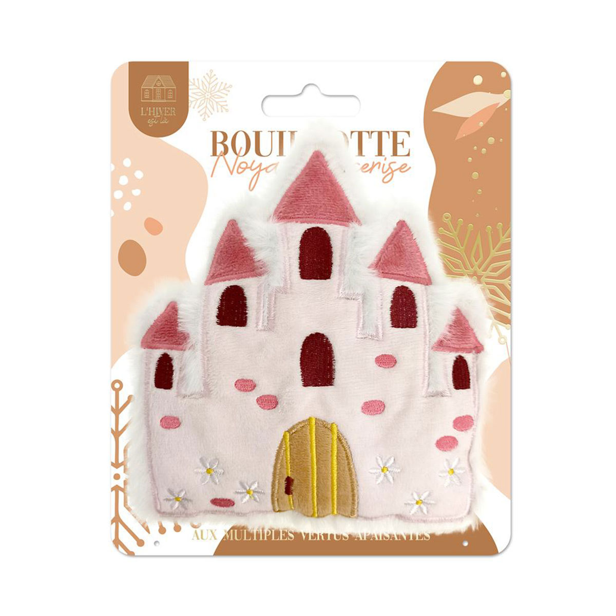 Bouillotte noyaux de cerise  Chteau rose  18 x 17 cm