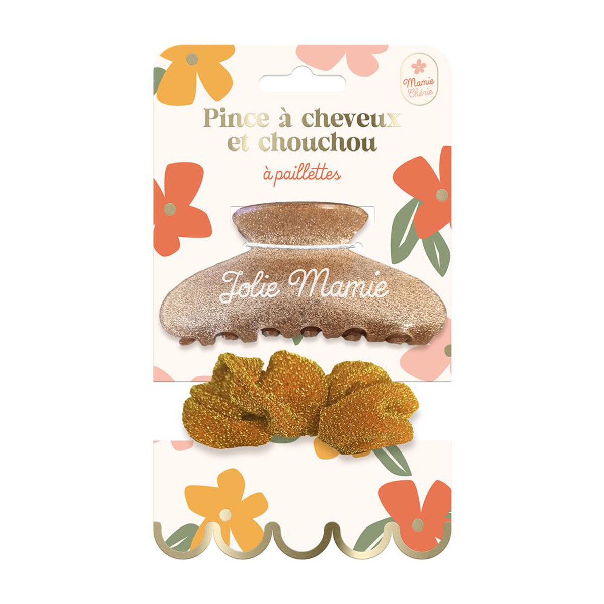 Pince � cheveux et chouchou paillet�s � Jolie Mamie � ✨