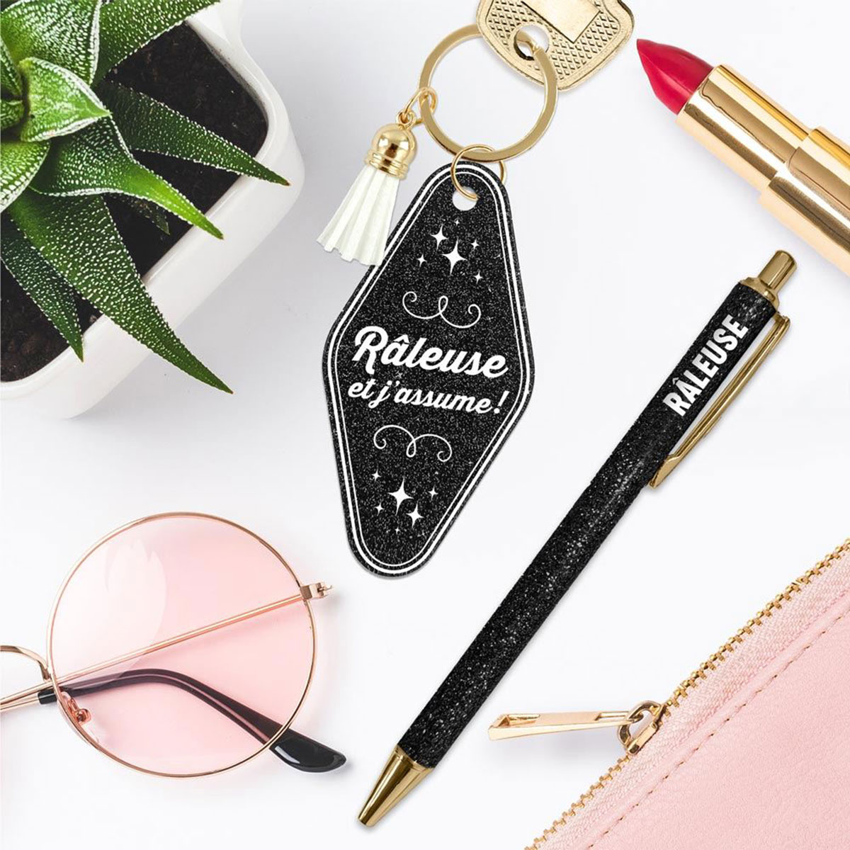 Set cadeau R�leuse et j'assume ! stylo et porte-cl�s