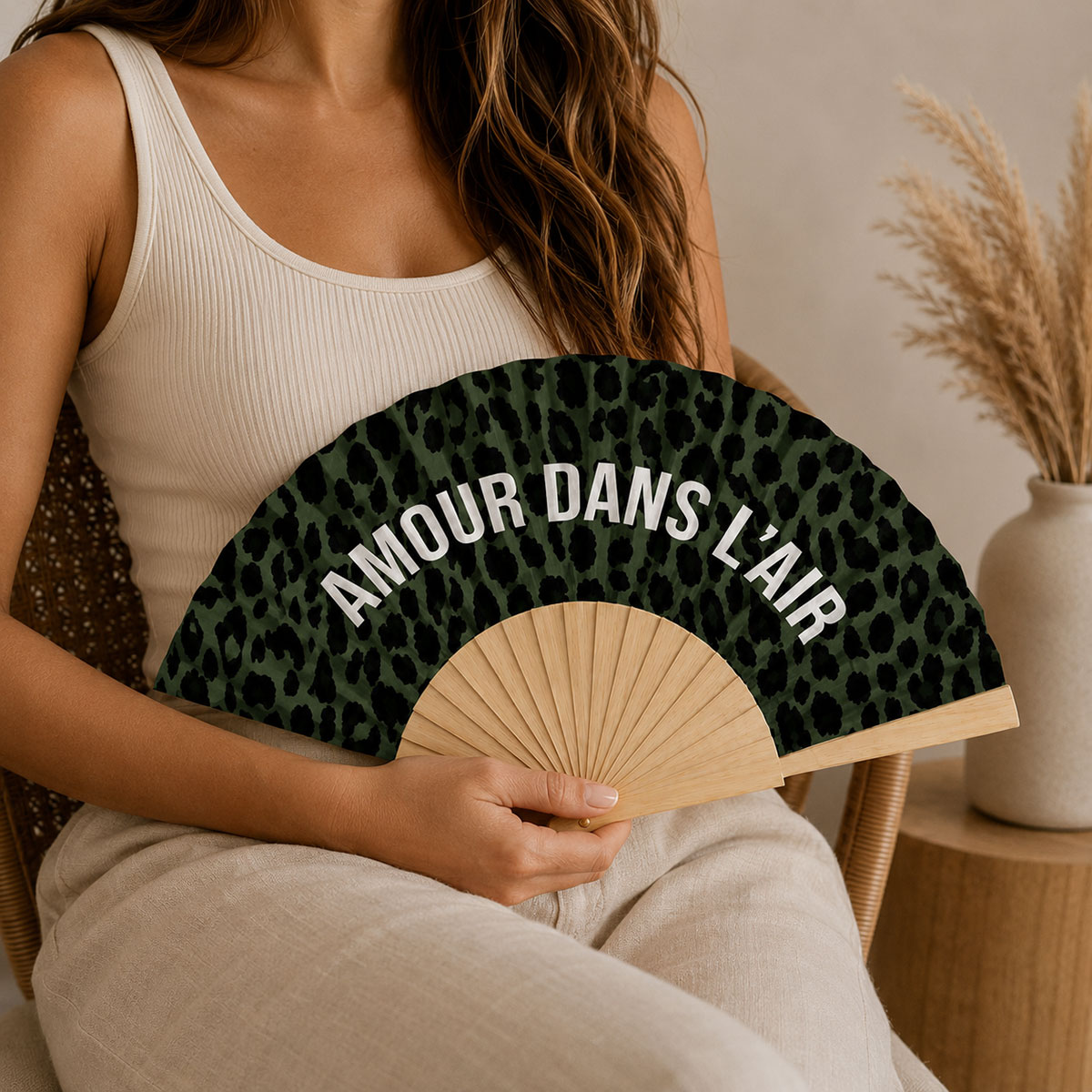 �ventail l�opard fantaisie kaki